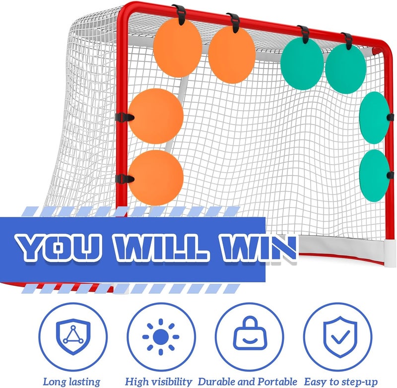 Arrowbash Silicone Hockey Shooting Targets Agility Shooting Goal Target Discs with Straps Set Reactive Hockey Training Equipment for Lacrosse Soccer Baseball Practice Accuracy, Orange, Green - Image 5